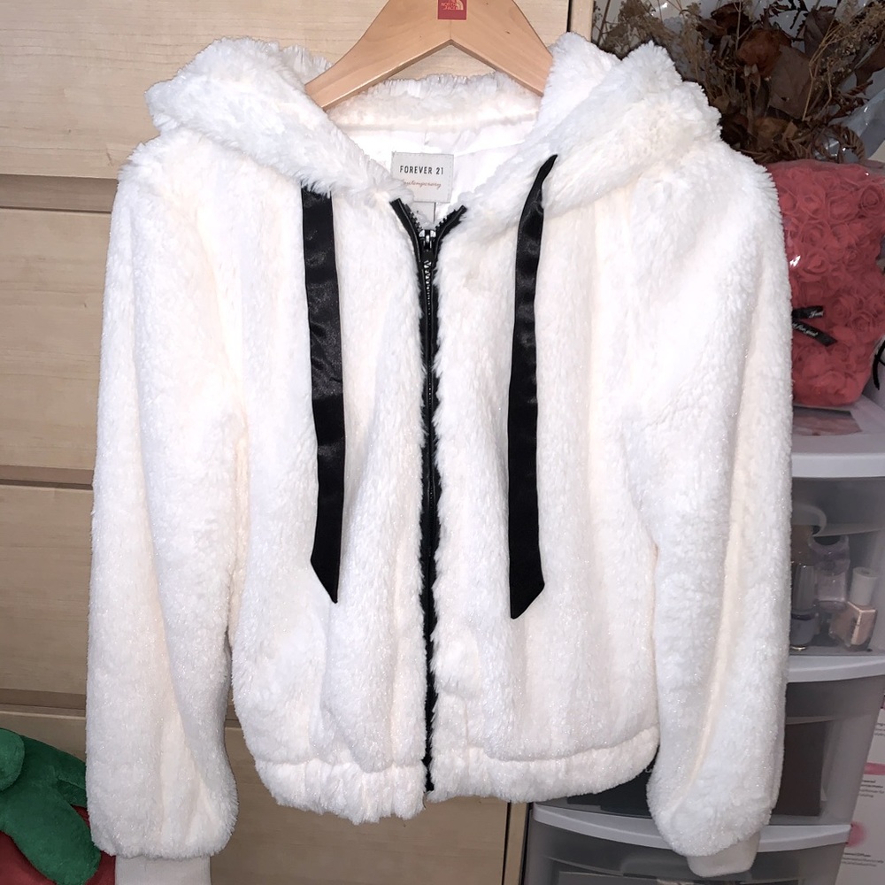 Forever 21 faux fur hoodie jacket